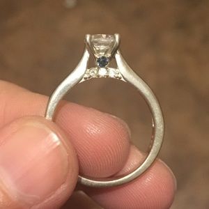 Blue peekaboo sterling silver ring